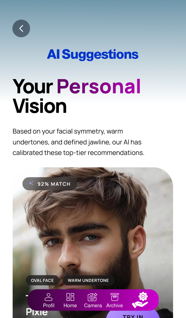 Suggestions IA personnalisées dans Hair Changer