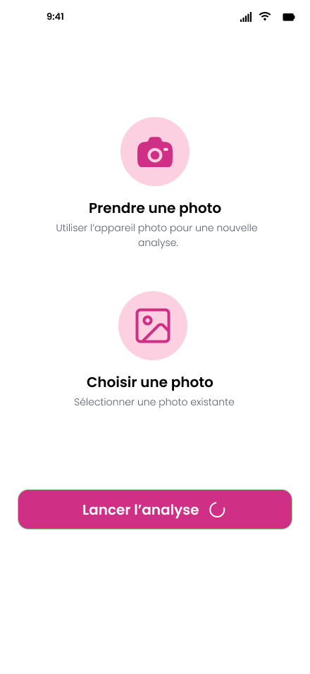 Prendre ou choisir une photo pour l'analyse