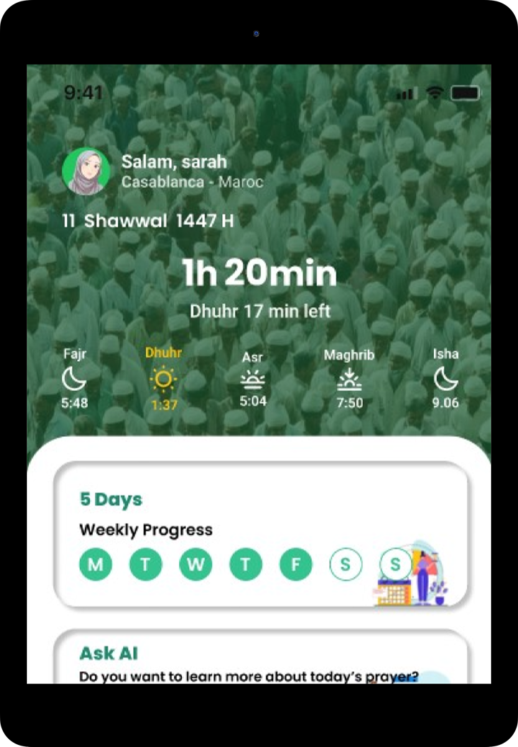 Progression et badges dans Salat & Hajj AI