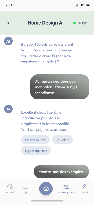 Chat avec le décorateur IA Smart Deco