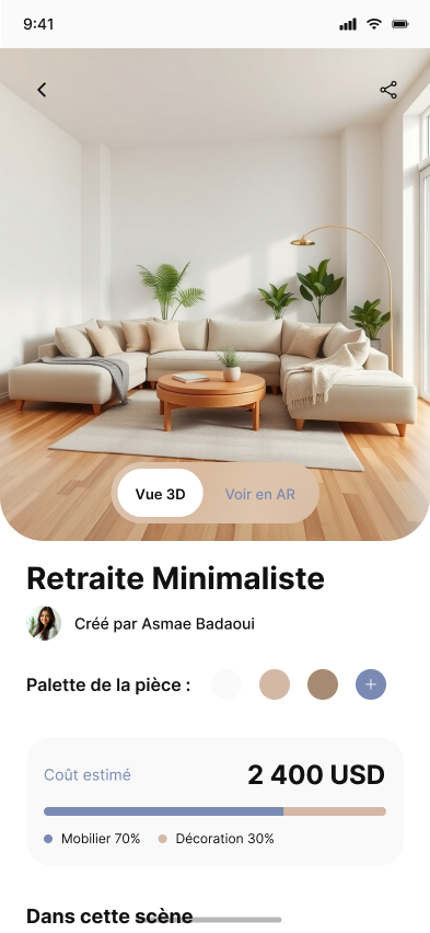 Détail d'un design 3D généré par Smart Deco AI